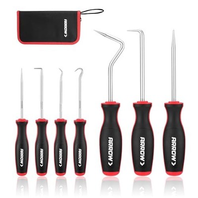 ARROW 7-Piece Hook and Pick Set with Storage Bag, Long & Mini Precision Pick 