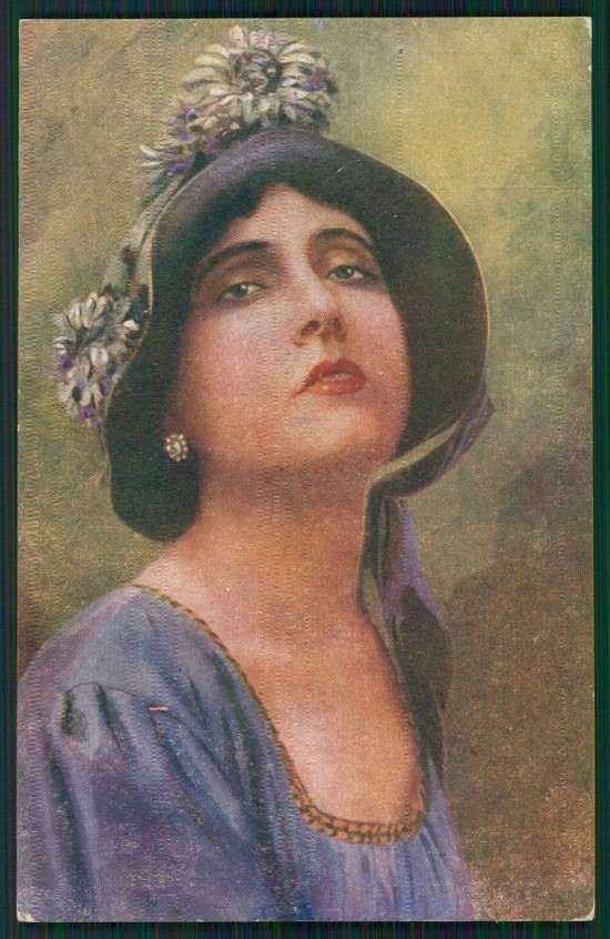 Artista Firmato F. Spotti Attrice Francesca Bertini serie 101 cartolina XP9921