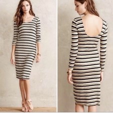 Dolan Prita Dress Medium Anthropologie Scoop Neck Back Striped Stretch Knit Soft