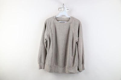 prAna Breathe Womens Medium Faded Blank Linen Blend Crewneck Sweatshirt Gray