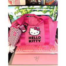 Sanrio Hello Kitty Pink Tote Travel Large Weekender Luggage Hip Bag Tag 3 Piece