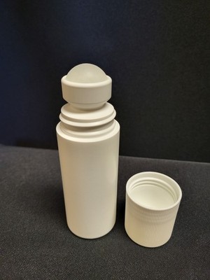 3oz White Plastic Roll-on Bottle, Bottle, Roller Ball, and Lid. 50 Pack