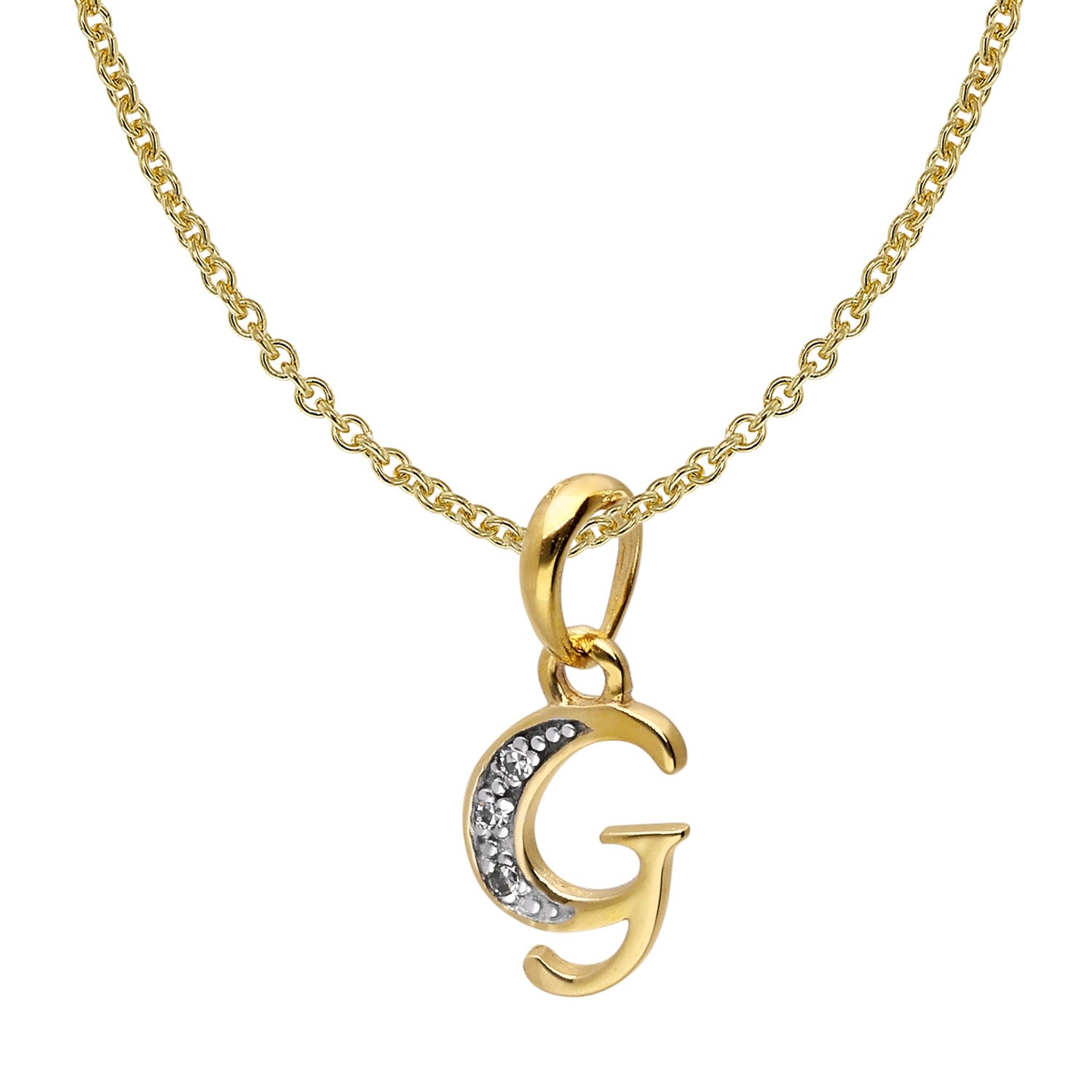 TRENDOR Schmuck Buchstaben-Anhnger G Gold 3338K mit vergoldeter Silberkette 41 13490₽