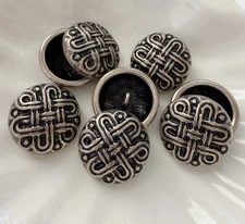 6PC Antiqued Silver Knot Metal Buttons Shank Crafts Sewing Buttons 25mm