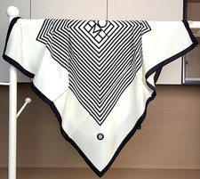 Twill Silk 14 Momme Neckerchief 88X88cm Scarf Circular grid Print Women Bandana