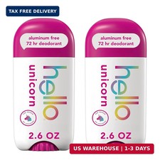 hello Unicorn Aluminum Free Deodorant for Women, Girls, Safe for Kids, Dermatolo