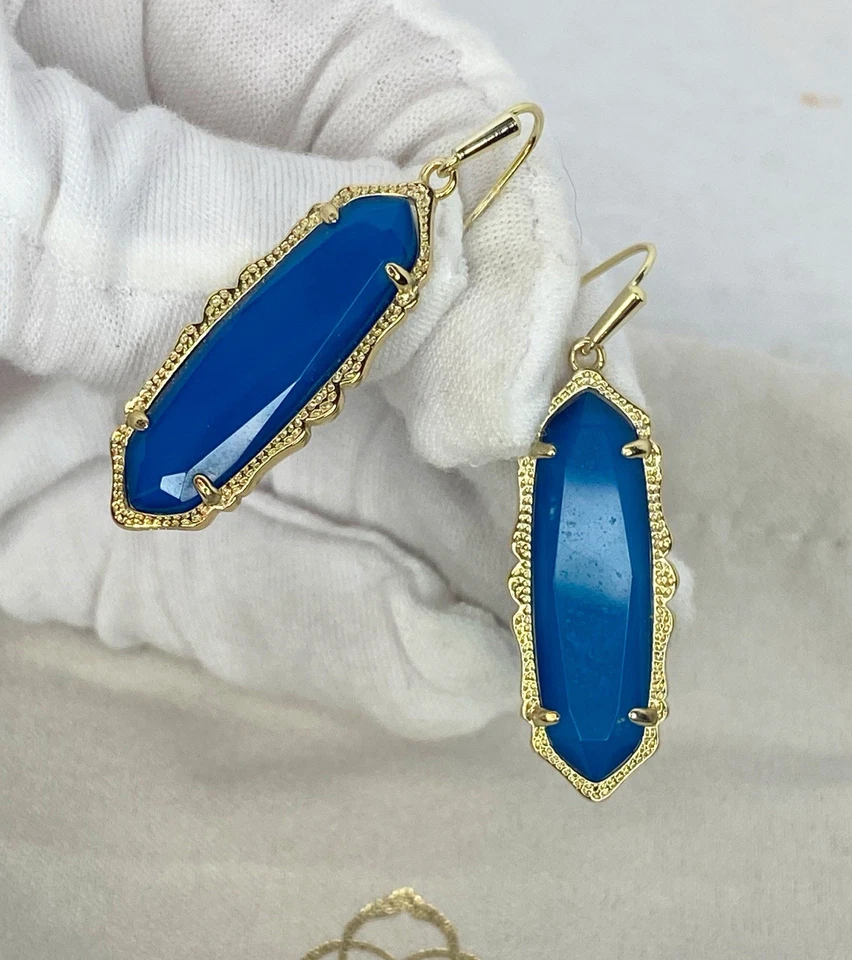 Kendra Scott Blue Agate Frances Drop  Earrings In Gold Tone - Image 4 of 4