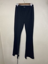 Boohoo Womens Black Flare Pants Size 12 Pull-On Stretch High rise 