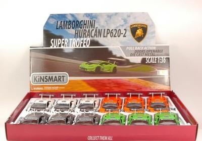 1 PEZZO Kinsmart LAMBORGHINI HURACAN LP620-2 SUPER TROFEO 1:36