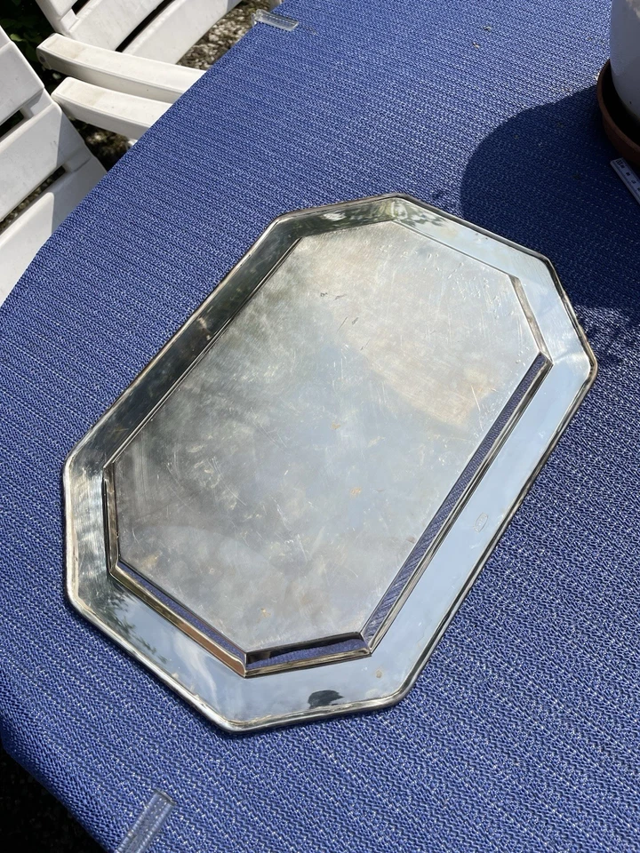 Tablett, Silber, Edzard, nicht magnetisch, rechteckig, gebraucht, angelaufen - Bild 4 von 4