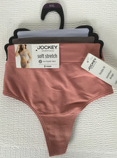 Jockey 3 Pack Thong Underwear Size XXL Soft Stretch Rose Brown Blue Seamless New