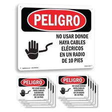 Do Not Operate Within 10 Ft. Spanish OSHA Danger Sign Or Decal - 5 or 10 Pack