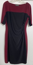 Lauren Ralph Lauren Burgundy Black Ruched Waist Sheath Dress Women’s Size 12