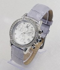 Orologio cronografo donna Cesare Cardinal - cinturino con strass, argento, viola