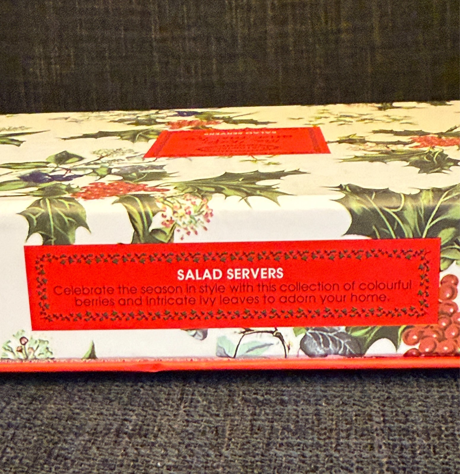 Portmeirion Christmas "The Holly and the Ivy" Salad Server Set Fork & Spoon Box