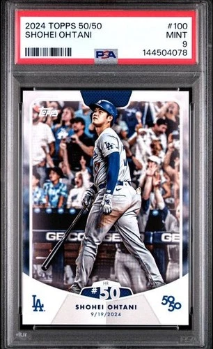 Shohei Ohtani - 2024 Topps 50/50 Home Run #50 LA Dodgers Card #100 PSA 9 MINT