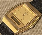 Vintage Seiko H601-5400 Ana-Digi Gold Tone Alarm Chronograph Watch