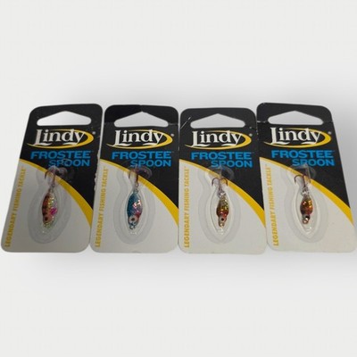 LOT OF 4 LINDY Frostee SPOON Ice Jigs (2) 1/16 & (2) 1/8 Perch Shinner