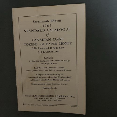 1969 Standard Catalogue of Canadian Coins Tokens And Paper Money 17th Edition