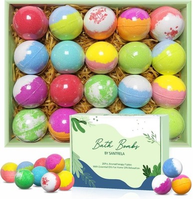 Bath Bombs for Women Gift Set, 20 Organic Bath Bombs with Essential Oil, Handmad