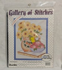 Bucilla 1993 FLORAL ELEGANCE 8x10 Stamped Embroidery Picture Kit -FLAW Read