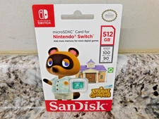 Brand New SanDisk 512GB Animal Crossing microSDXC Nintendo Switch Memory Card