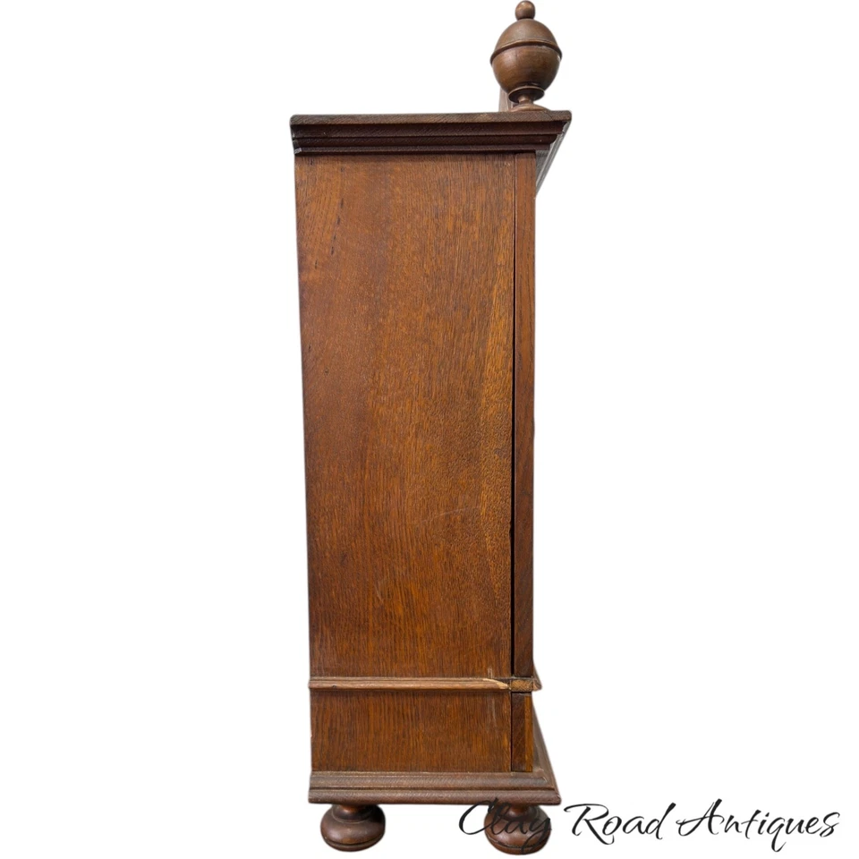 Antique Art Nouveau tiger oak quarter sawn wall cabinet 1890 bronze plaque nice - Image 4 of 4