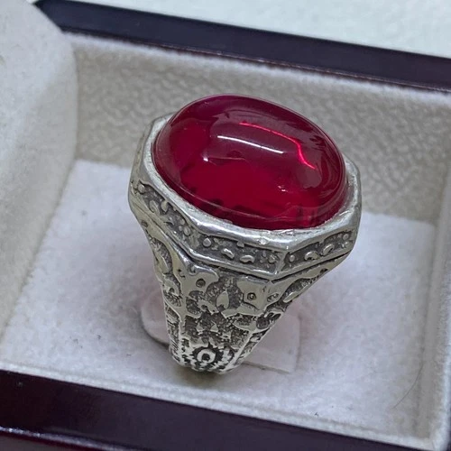 natural ruby stone jewelry 925 Silver Men's Ring middle eastern ياقوت نجمي