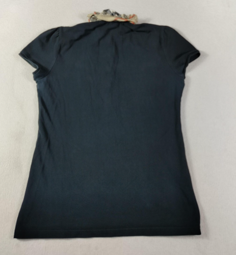 Polo Burberry Brit donna media nera a quadri colletto con volant logo elasticizzato - Foto 2 di 12