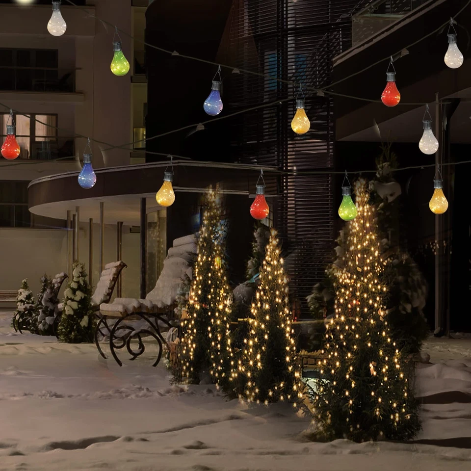 Cadena de luces LED solares para exteriores, paquete de 6 luces coloridas impermeables para patio... Foto 3 de 4