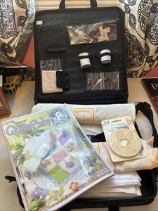 Portable Quilting Organizer Case Kit w Fabric Thread Clips Pattern