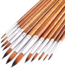 Artist Watercolor Paint Brushes, round Pointed Tip Paint Brushes Set, 12Pcs Diff