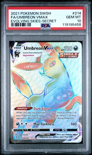 PSA 10 Umbreon VMAX (Secret) 214/203 SWSH07: Evolving Skies Holo