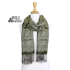 Noreen Celtic Knot Scarf- Dark Green