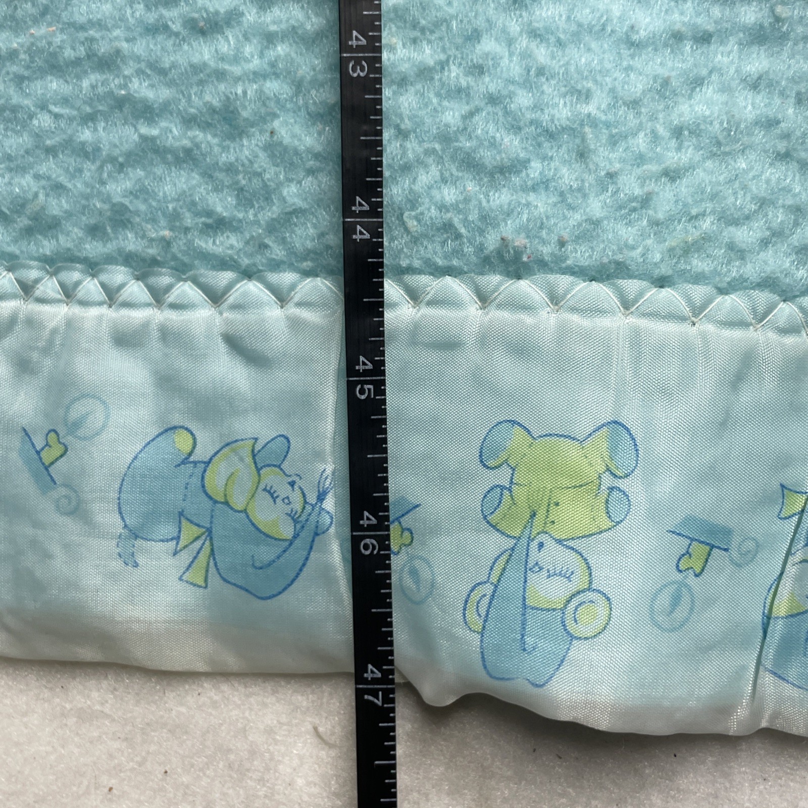 VTG Morgan Curity Baby Blanket Blue Thermal Acrylic Satin Nylon Trim Crib Decor