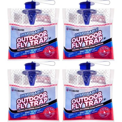 Fly Traps Outdoor Fly Trap for Patio. 4 Non-Toxic Pre-Baited Flies Bags Outdo...