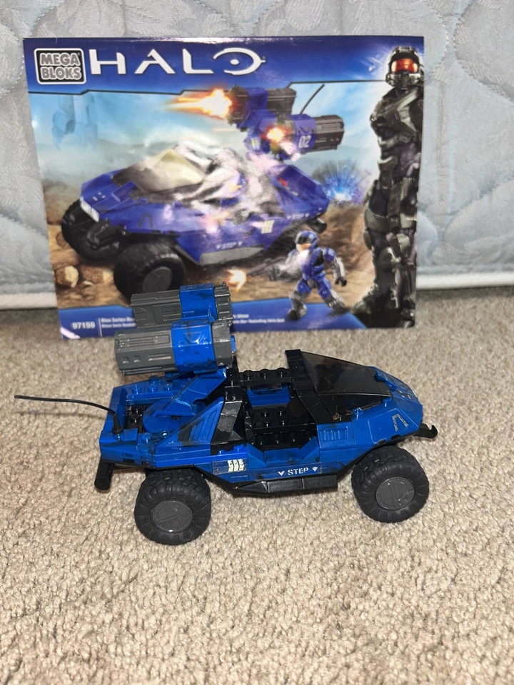 Halo Mega Bloks Blue Series Rockethog Set #97159 99% w/ 4 Figures + Instructions - Image 4 of 4