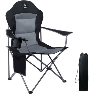 Robuster Campingstuhl 160KG Faltbar mit Hochlehner und Getränkehalter für Garten