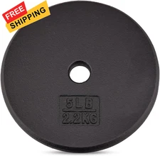 Yes4All Standard 1" Cast Iron Weight Plate - A. 5 LBS - Single, 1-Inch Center 