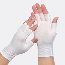 4 Pairs White Cotton Gloves Cotton Touchscreen Moisturizing  Fingerless Pure