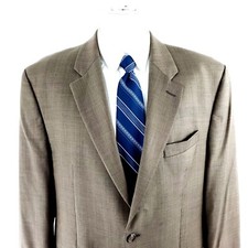 Lauren Ralph Lauren Wool 2 Button Blazer 44R Tan Glen Plaid Windowpane Blue