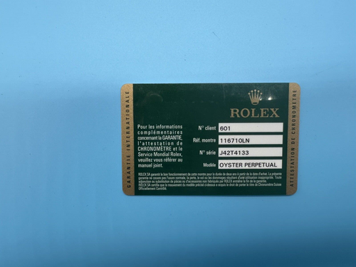 Rolex Certificate Guarantee Warranty For GMT Master 116710LN