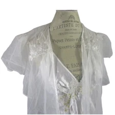 Vintage Val Mode White Satin and Tulle Bridal Lingerie Set Size Large