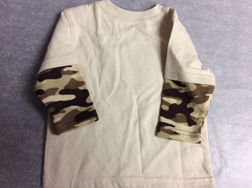 Carters Baby Top Size 6 Months Beige Camo Sleeves New 72 - Picture 3 of 4
