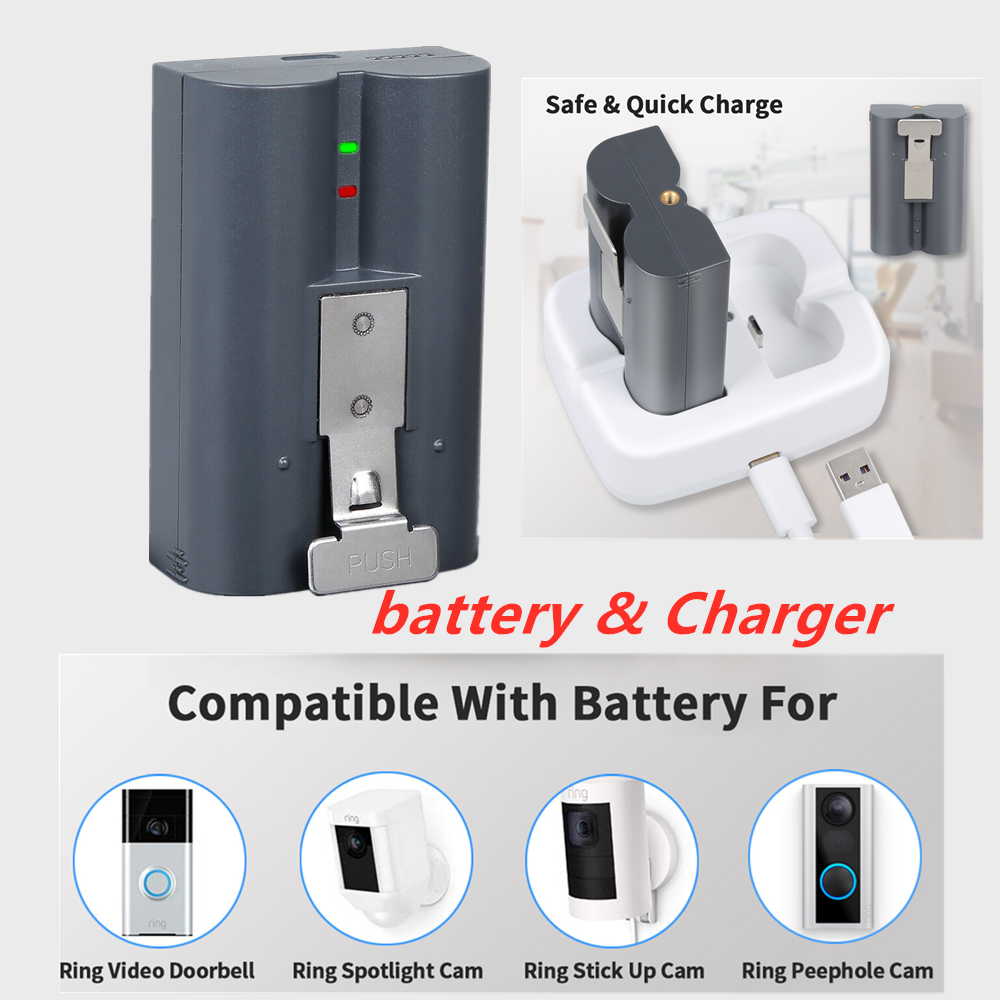 6200mAh rechargeable ring doorbell battery pack charger for ring