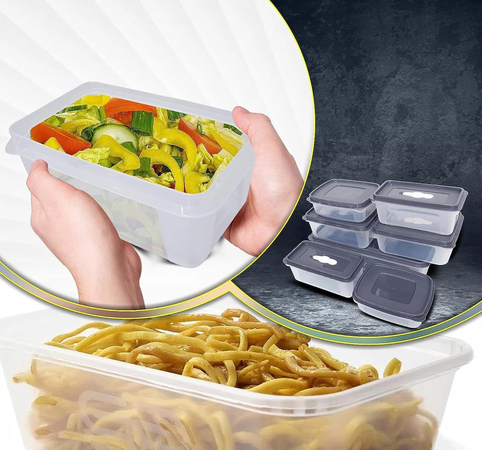 Plastic Food Containers & Lids Takeaway Microwave Freezer Safe Storage Boxes 7Pc - Image 4 of 4
