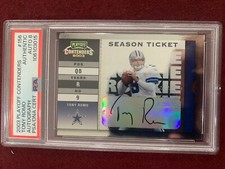 Tony Romo 2003 Contenders Season Ticket Auto Rookie Card #/999 PSA 8 Auto Grade. rookie card picture