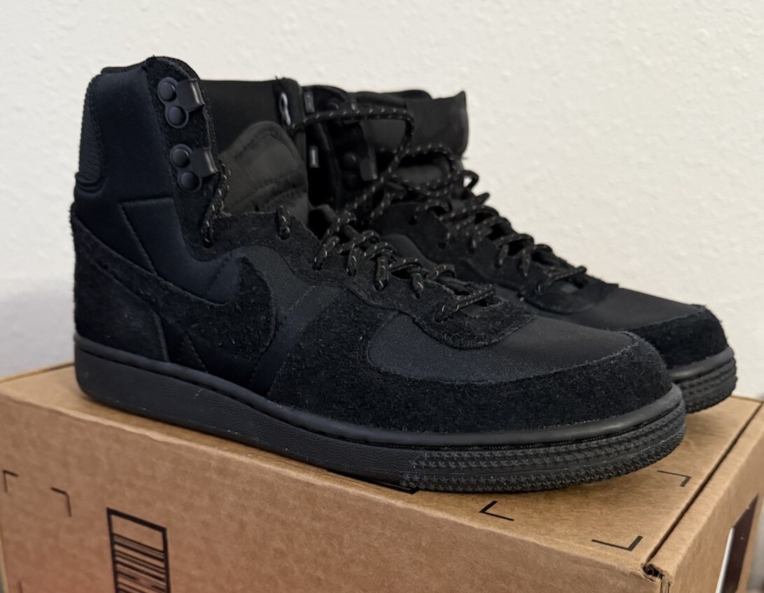 Nike Terminator High Triple Black Hiking Boots Size 7.5 FJ5464-010