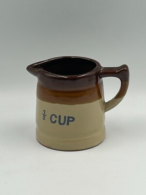 Vintage 1/2 Tasse Backen Messen Milchkännchen Steingut Steingut Braun Beige