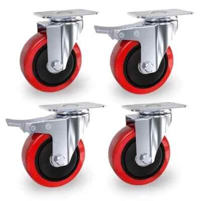 CASPERI 4 x Heavy Duty 100mm 700KG Rubber Swivel Castor Wheels Trolley Furniture Caster